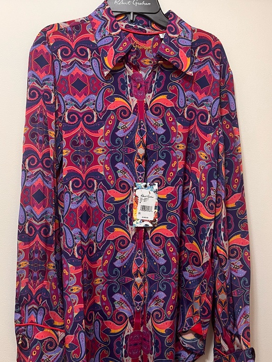Robert Graham Tops - Robert Graham Purple Paisley Button-Up Blouse with Red and Orange Accents
